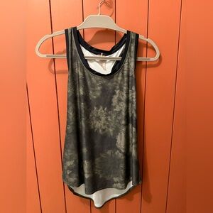 CALIA by Carrie Underwood Olive Green + Black Floral Tank Top